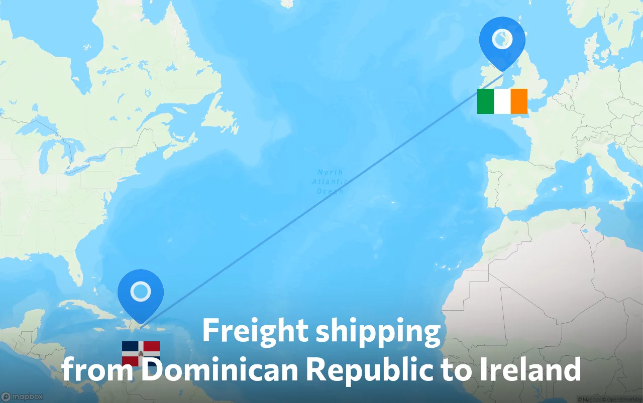 Shipping route from Dominican Republic to Ireland
