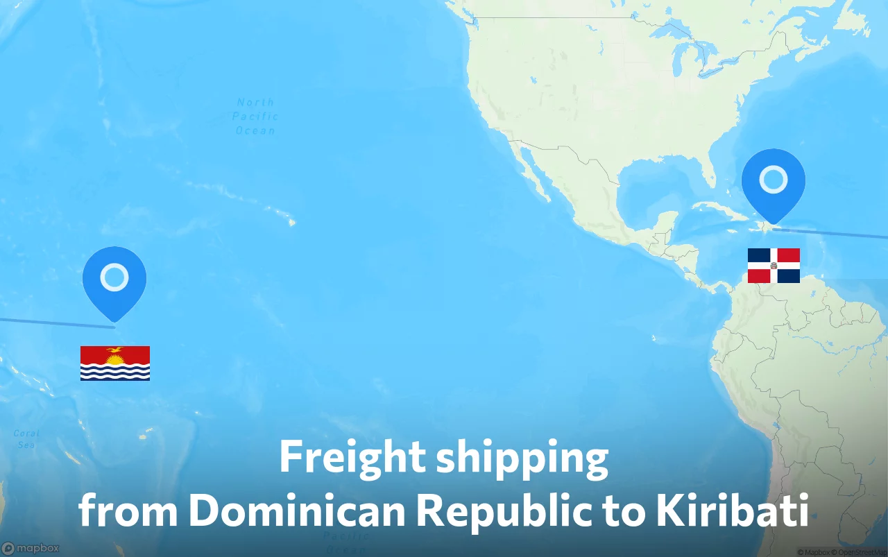 Shipping route from Dominican Republic to Kiribati