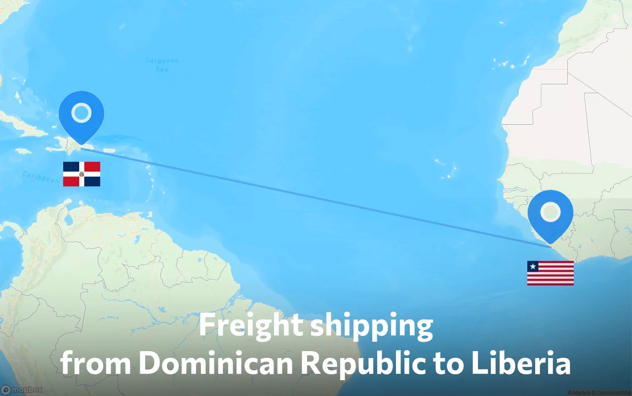Shipping route from Dominican Republic to Liberia