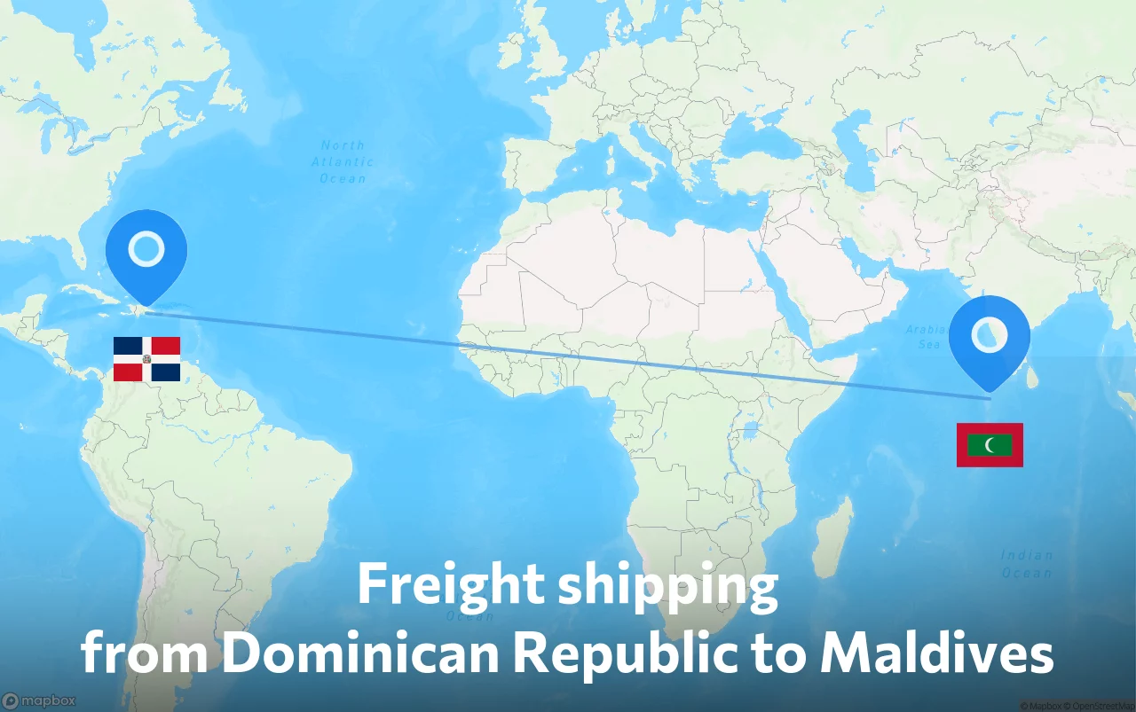 Shipping route from Dominican Republic to Maldives