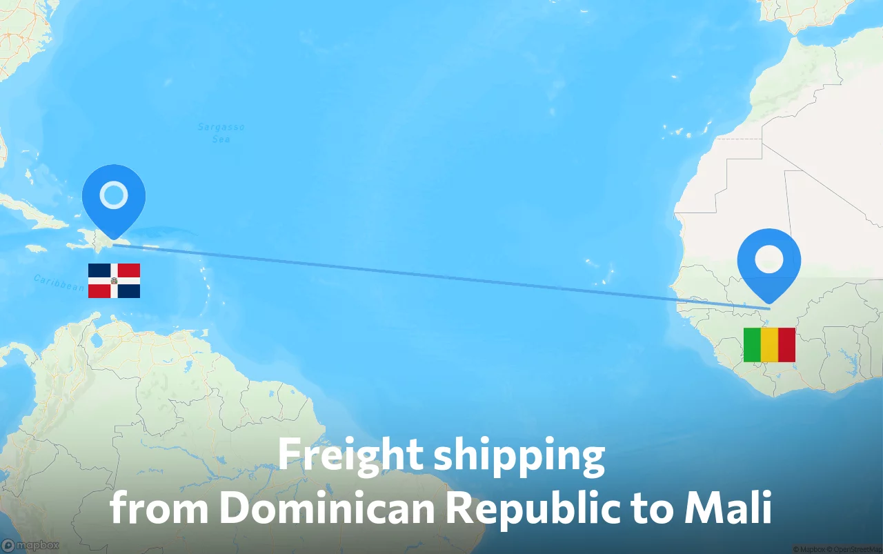 Shipping route from Dominican Republic to Mali