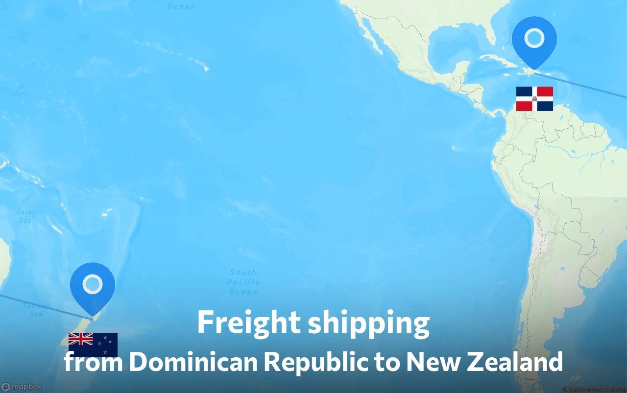 Shipping route from Dominican Republic to New Zealand
