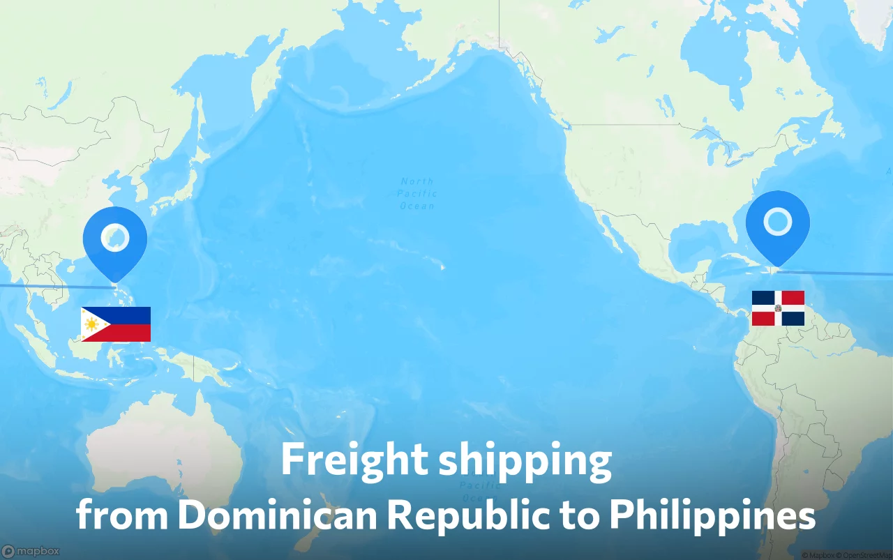 Shipping route from Dominican Republic to Philippines