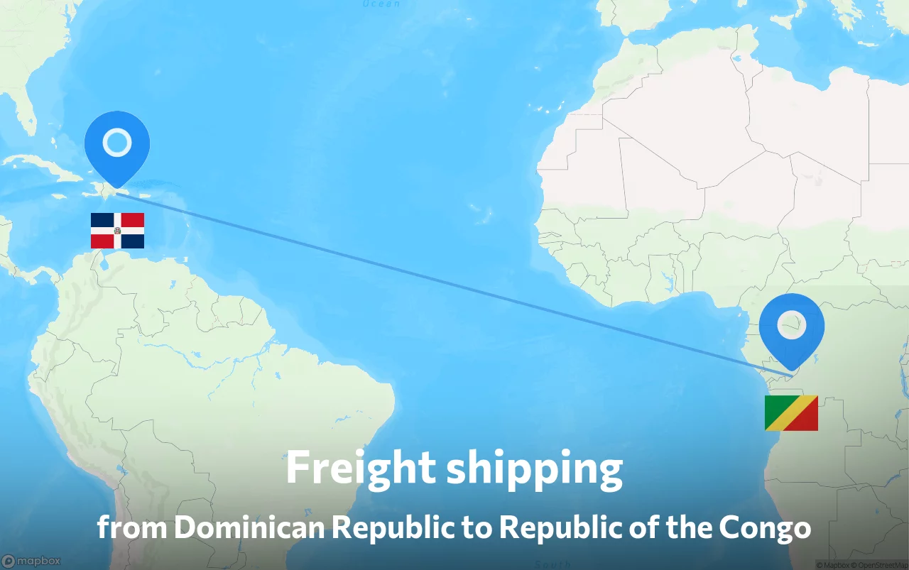 Shipping route from Dominican Republic to Republic of the Congo