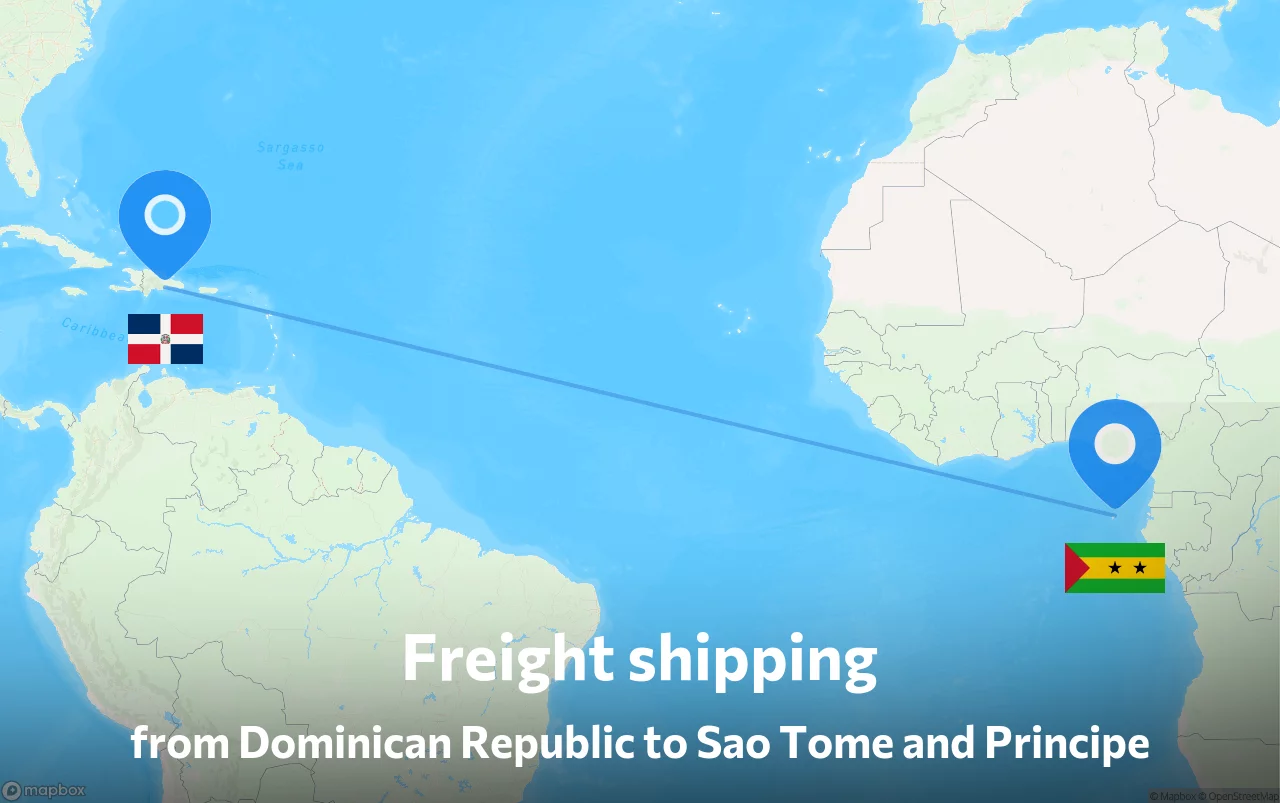 Shipping route from Dominican Republic to Sao Tome and Principe