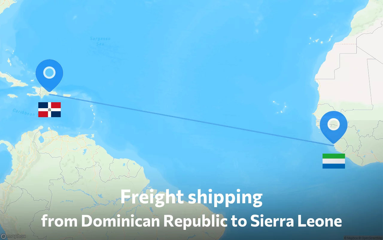 Shipping route from Dominican Republic to Sierra Leone