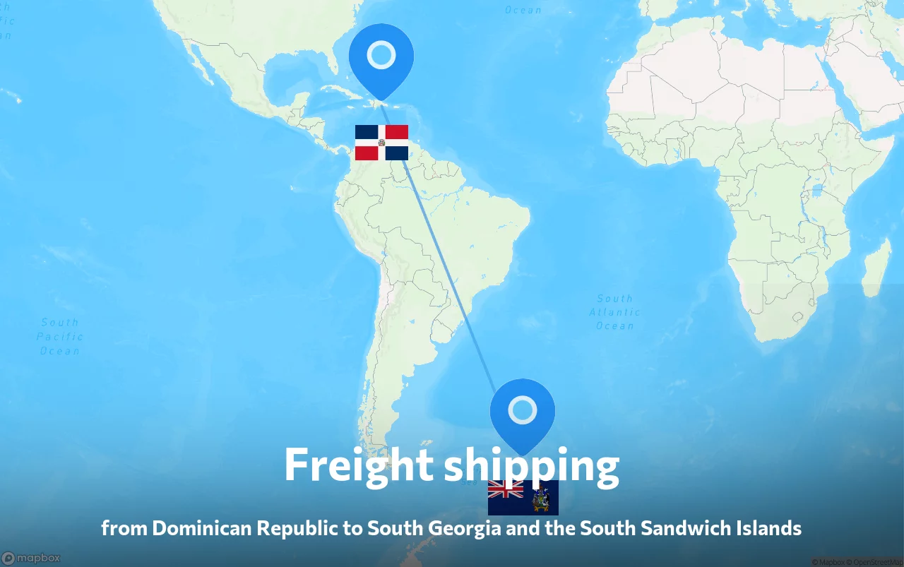 Shipping route from Dominican Republic to South Georgia and the South Sandwich Islands