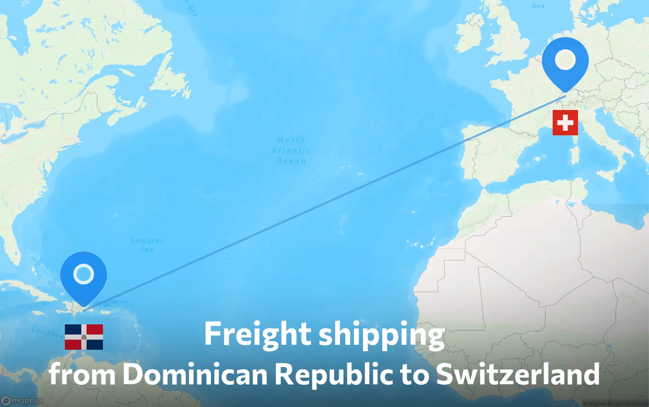 Shipping route from Dominican Republic to Switzerland