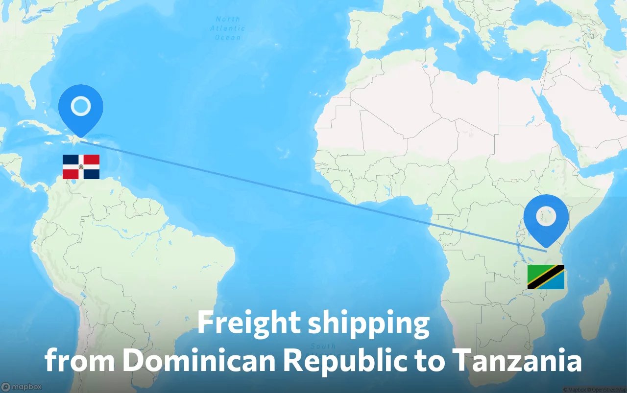 Shipping route from Dominican Republic to Tanzania