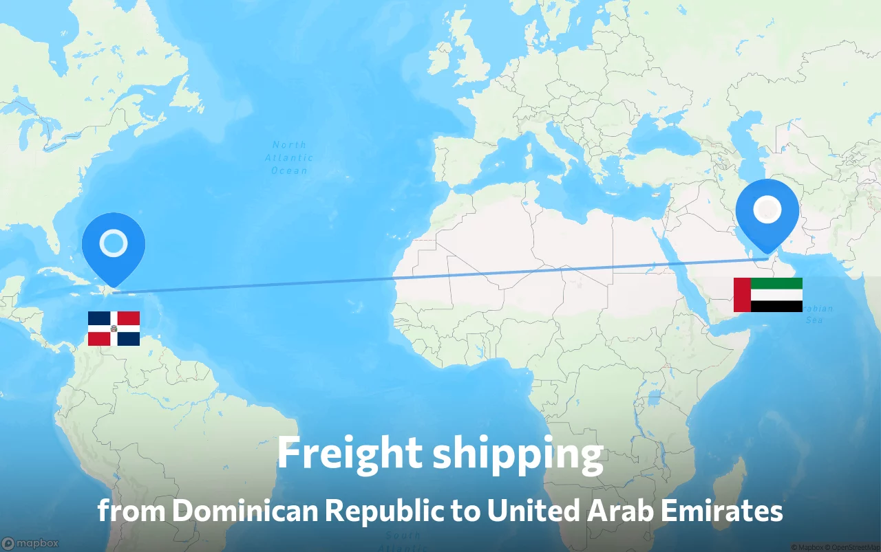 Shipping route from Dominican Republic to United Arab Emirates