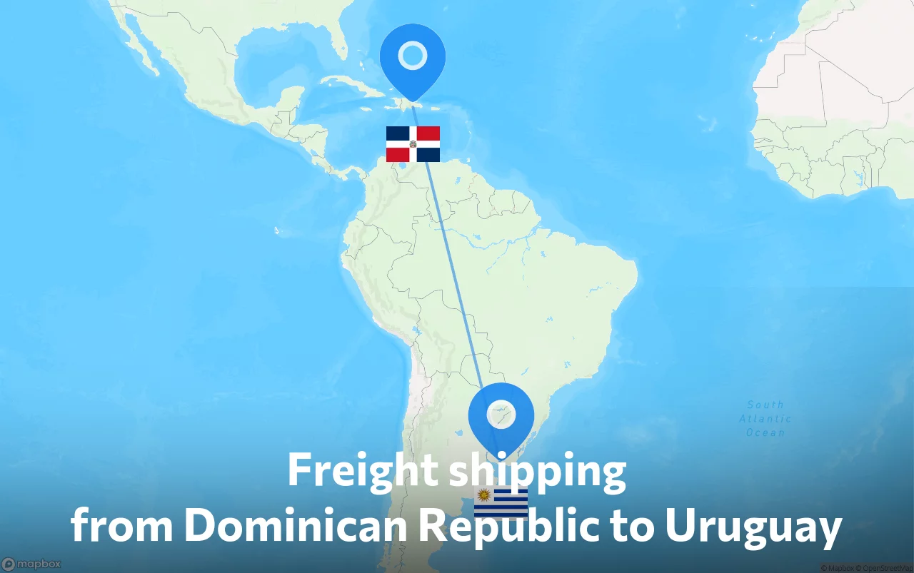 Shipping route from Dominican Republic to Uruguay