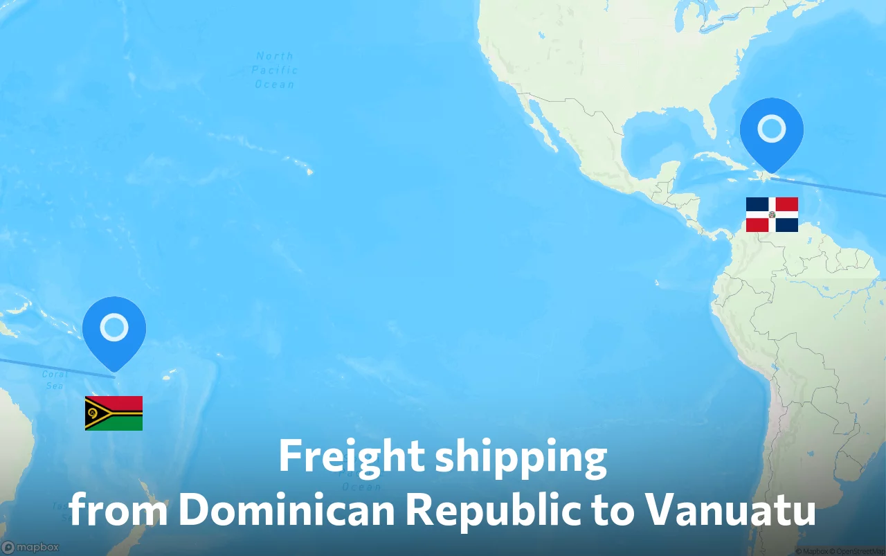 Shipping route from Dominican Republic to Vanuatu