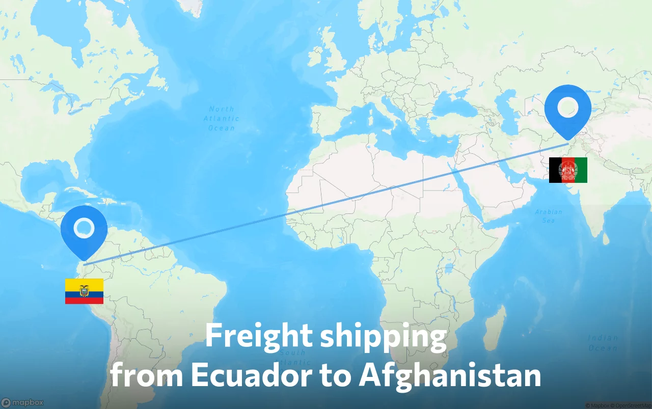 Shipping route from Ecuador to Afghanistan