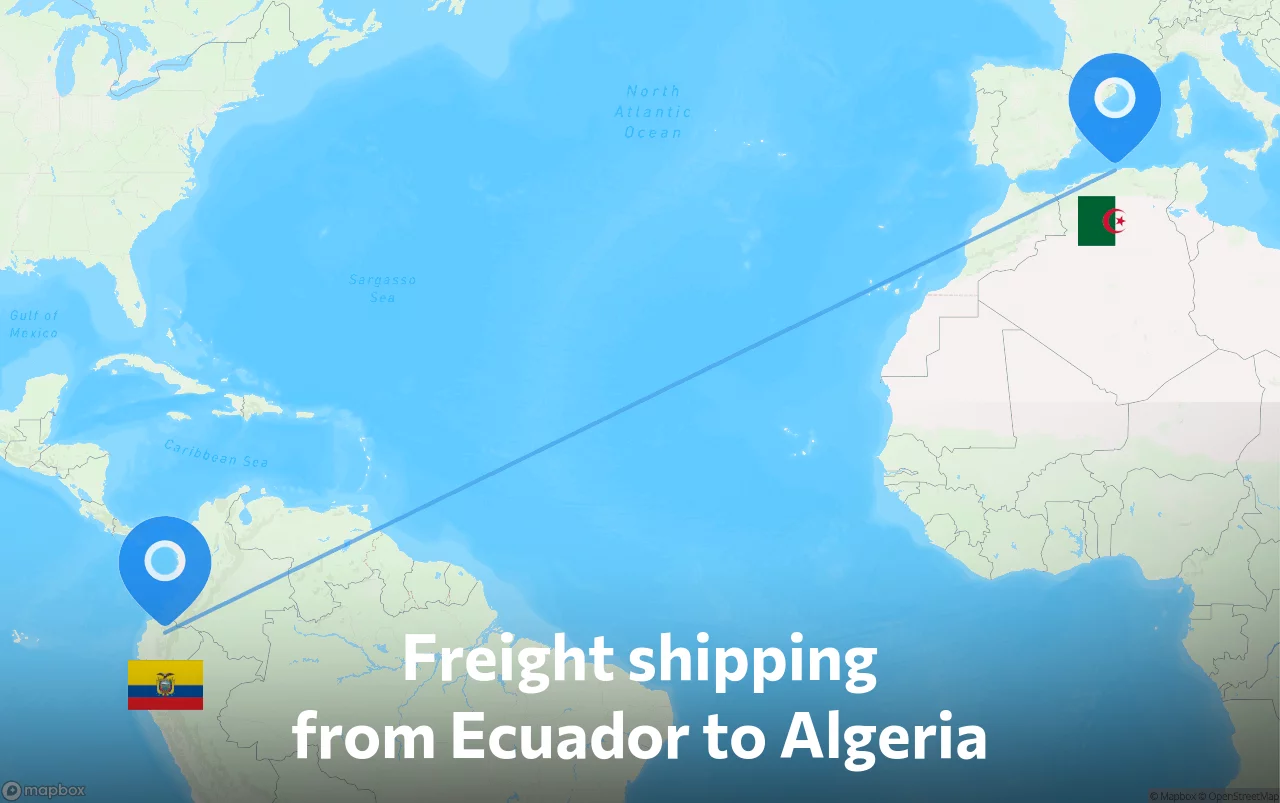 Shipping route from Ecuador to Algeria