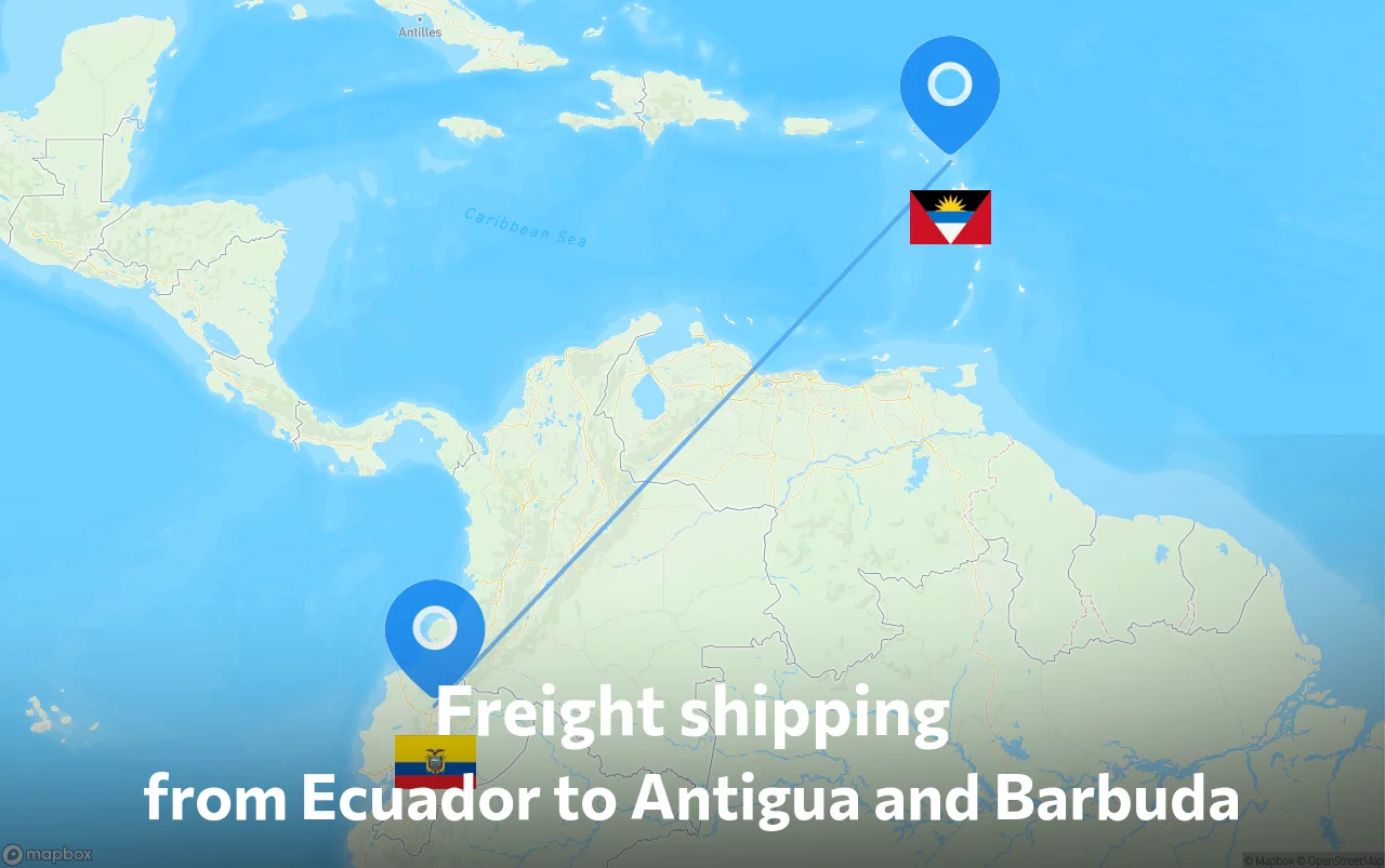 Shipping route from Ecuador to Antigua and Barbuda