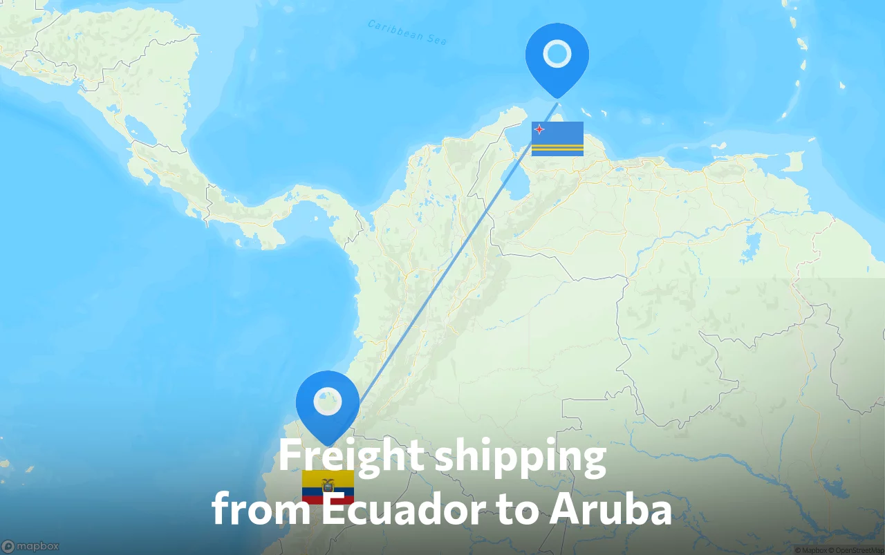 Shipping route from Ecuador to Aruba