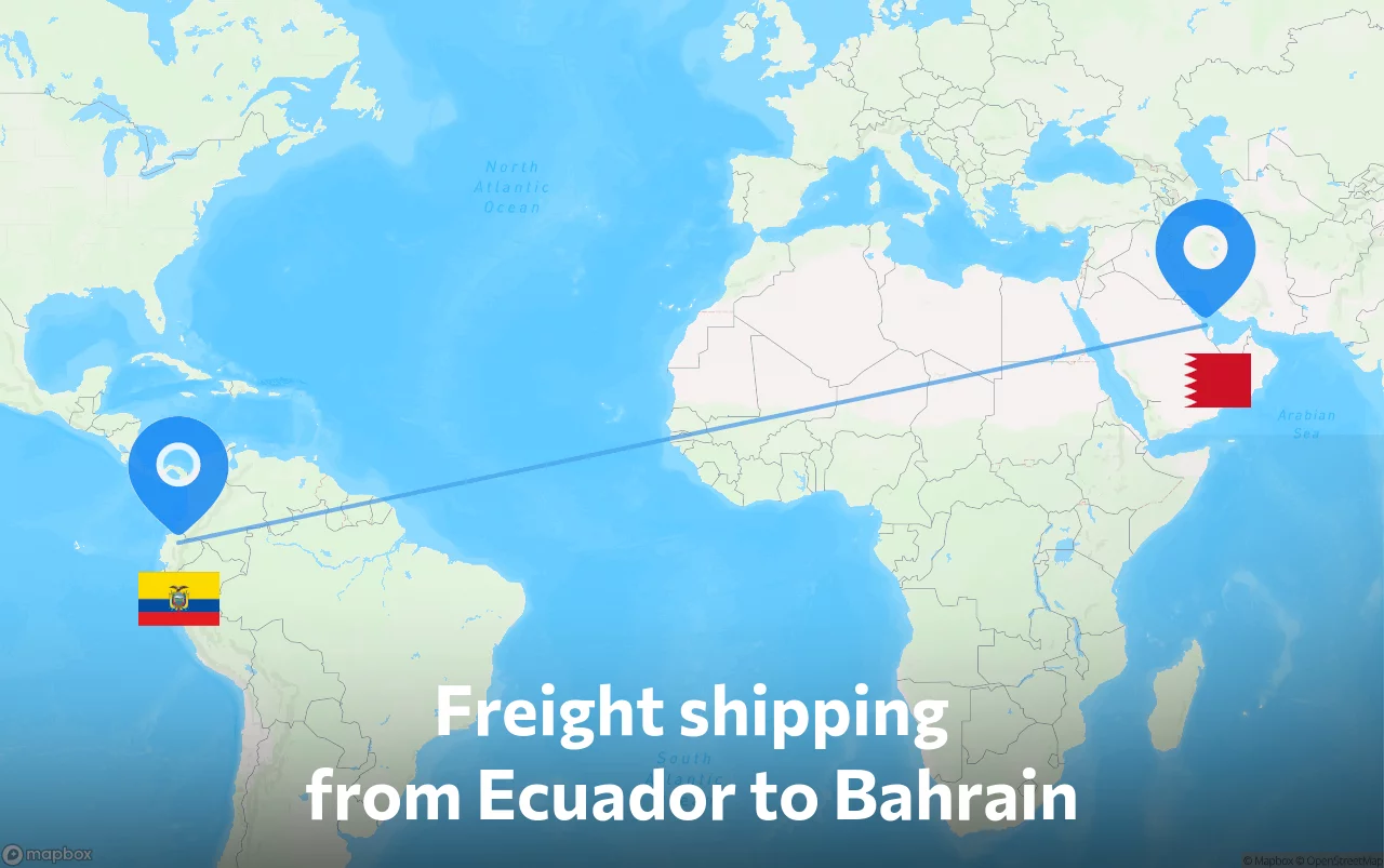 Shipping route from Ecuador to Bahrain