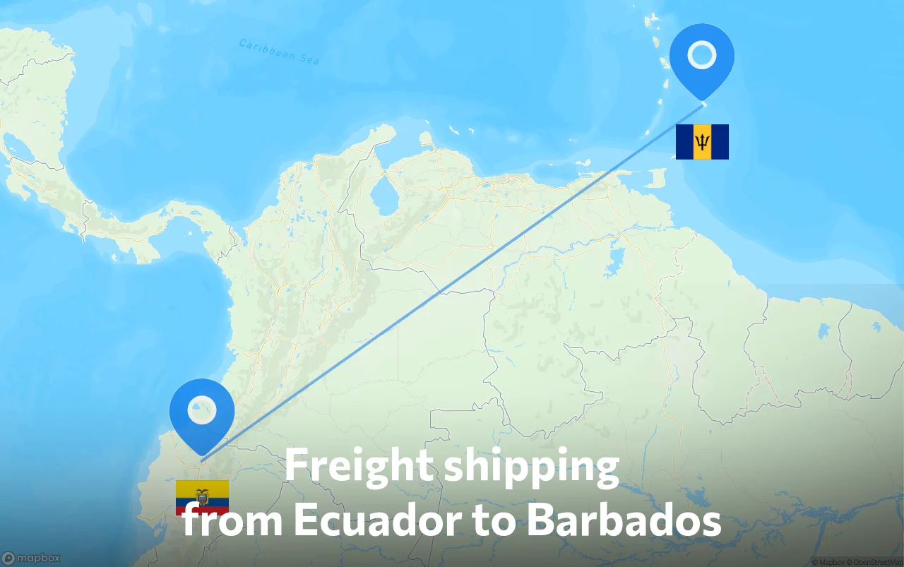 Shipping route from Ecuador to Barbados