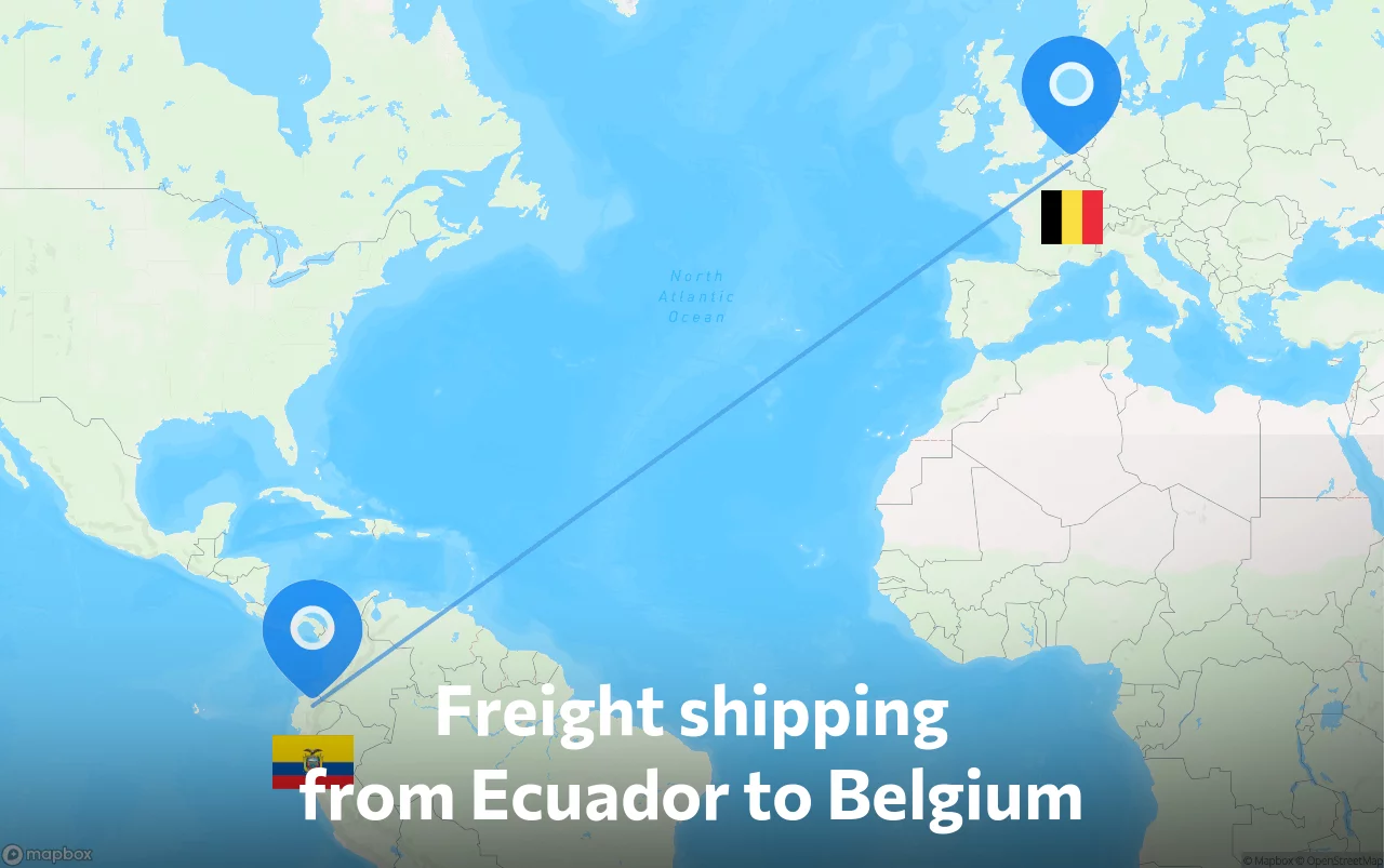 Shipping route from Ecuador to Belgium