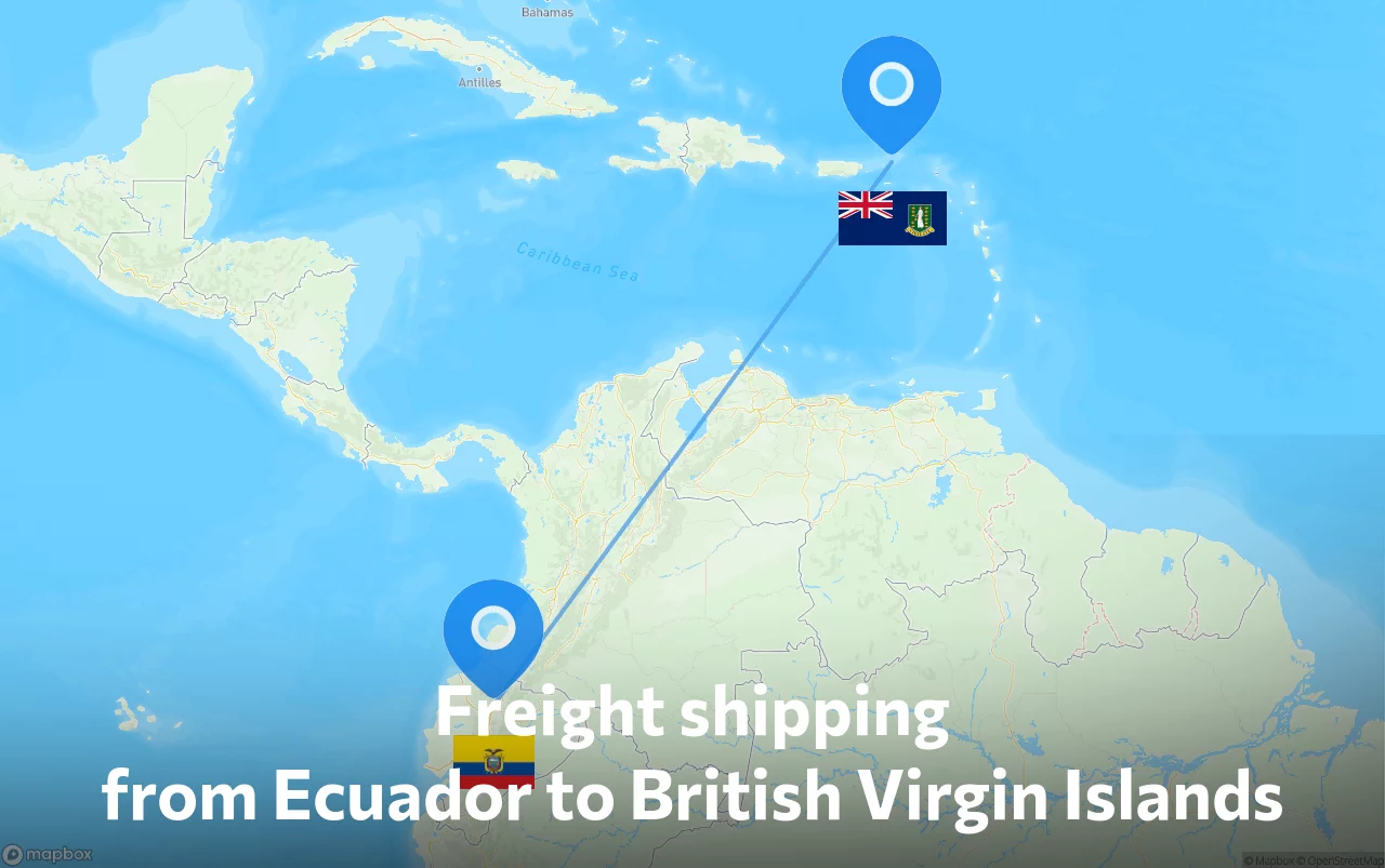Shipping route from Ecuador to British Virgin Islands