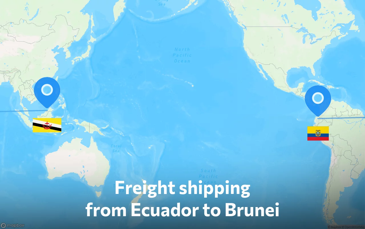 Shipping route from Ecuador to Brunei