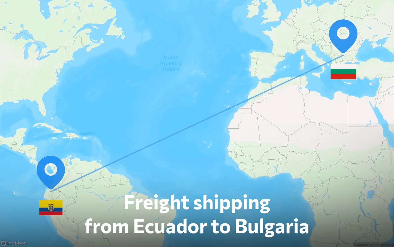Shipping route from Ecuador to Bulgaria