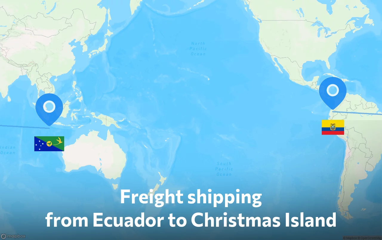 Shipping route from Ecuador to Christmas Island