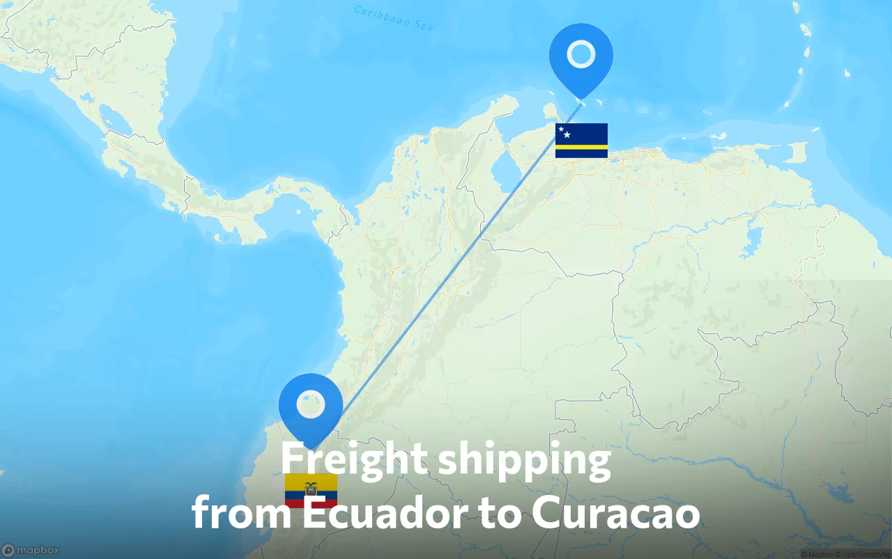 Shipping route from Ecuador to Curacao