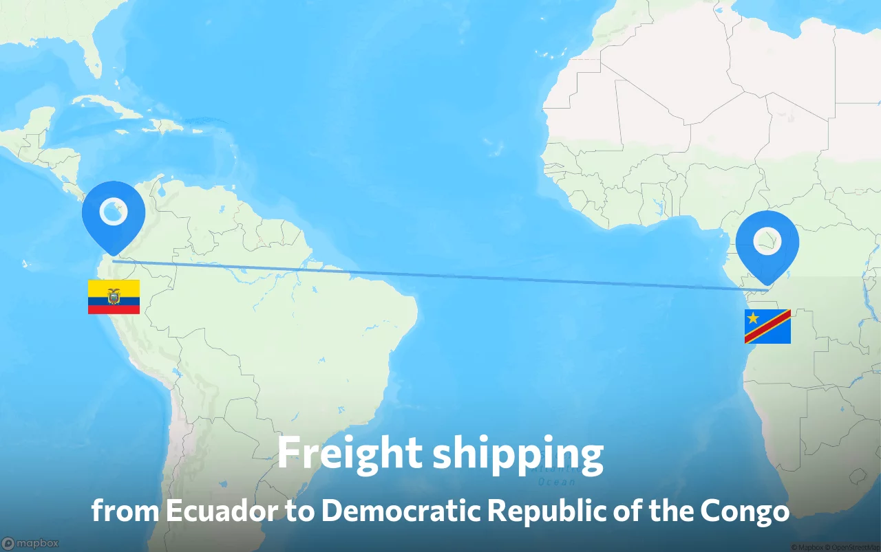 Shipping route from Ecuador to Democratic Republic of the Congo