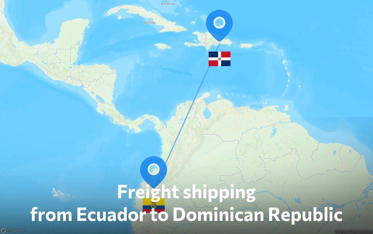Shipping route from Ecuador to Dominican Republic