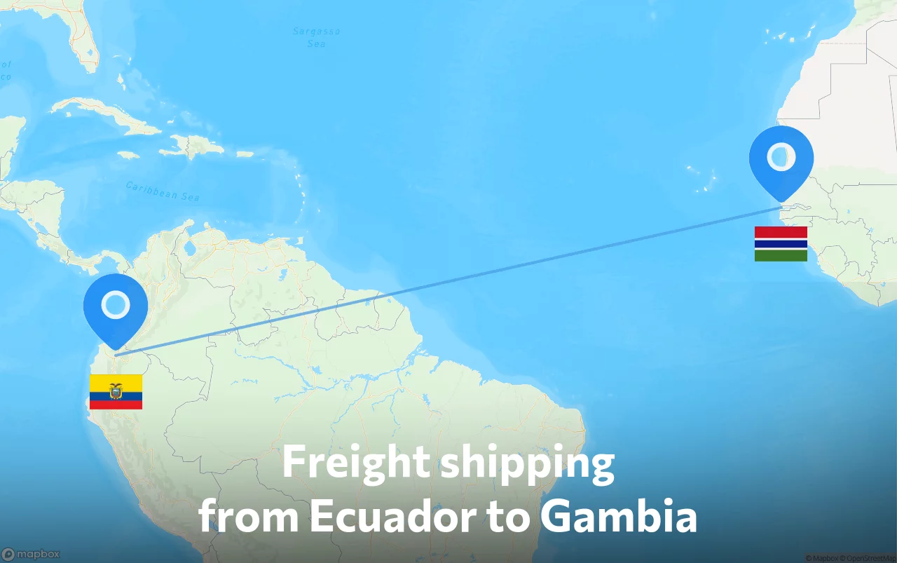 Shipping route from Ecuador to Gambia