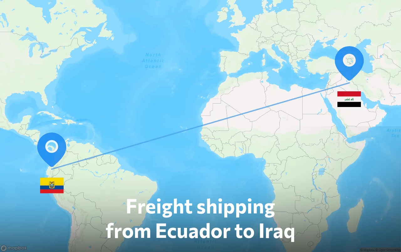 Shipping route from Ecuador to Iraq