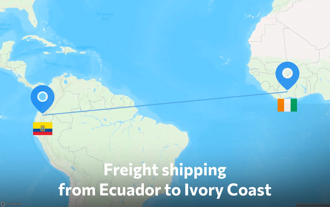 Shipping route from Ecuador to Ivory Coast