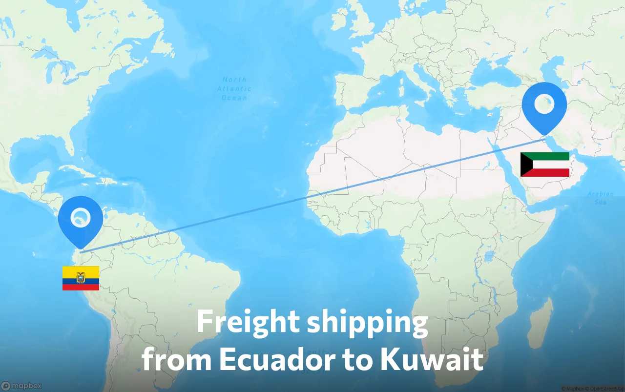 Shipping route from Ecuador to Kuwait