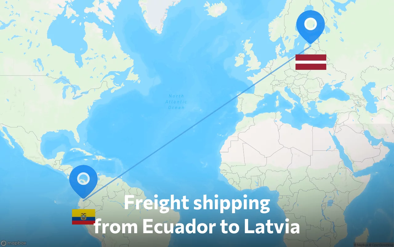 Shipping route from Ecuador to Latvia