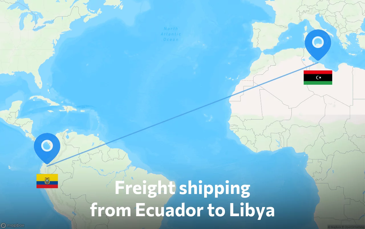 Shipping route from Ecuador to Libya