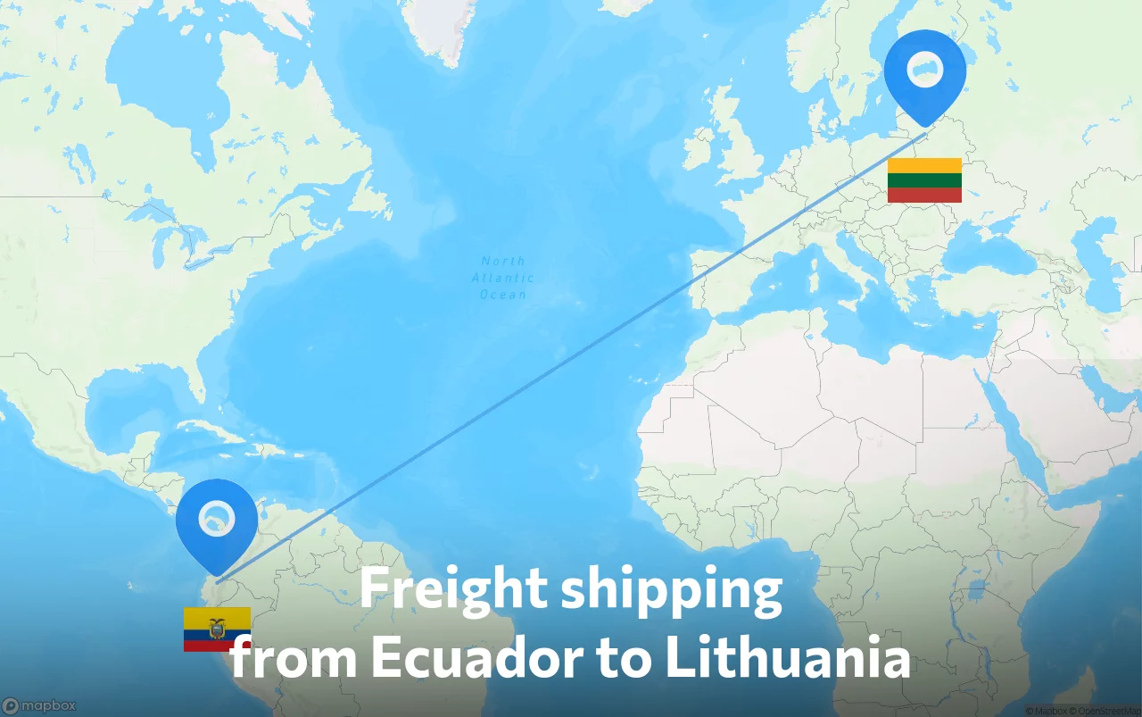 Shipping route from Ecuador to Lithuania