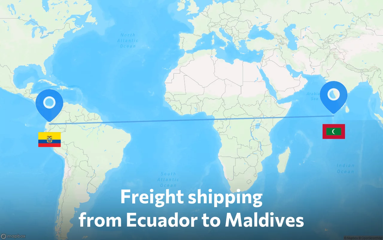 Shipping route from Ecuador to Maldives
