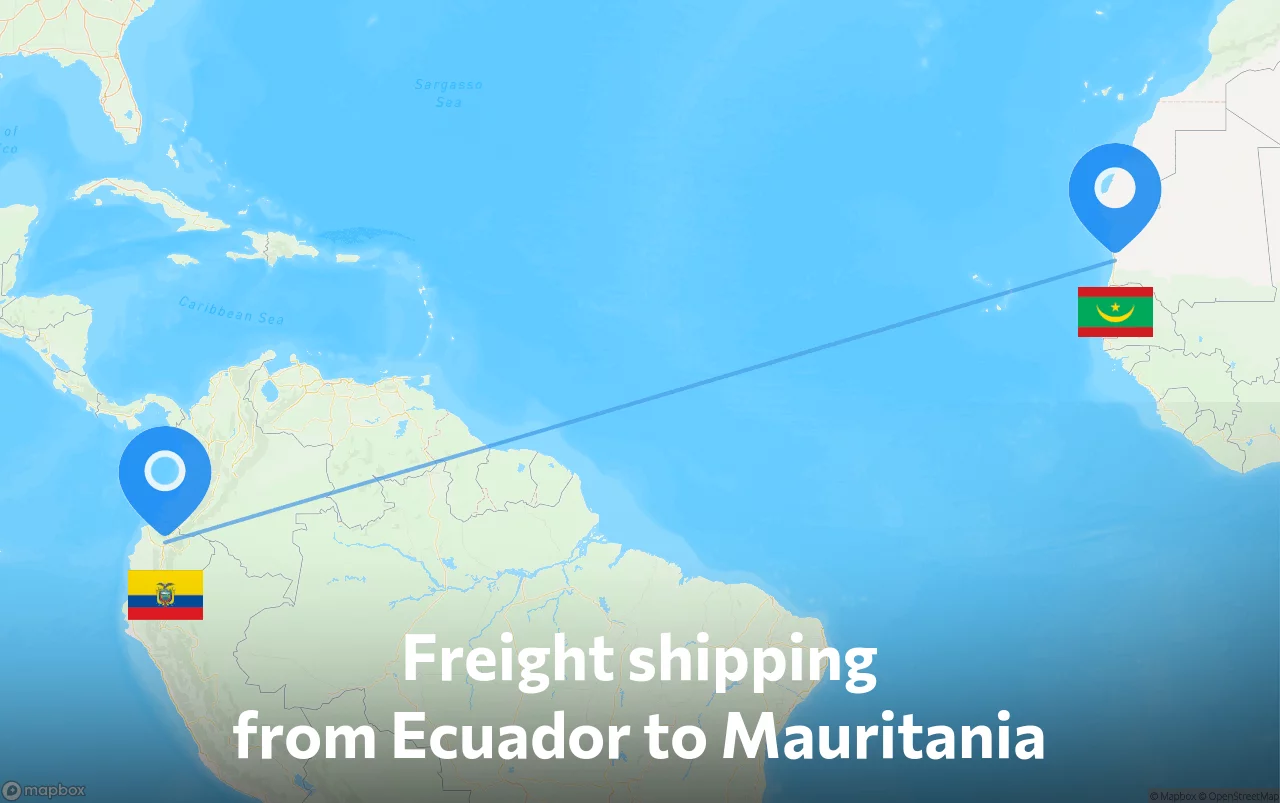 Shipping route from Ecuador to Mauritania