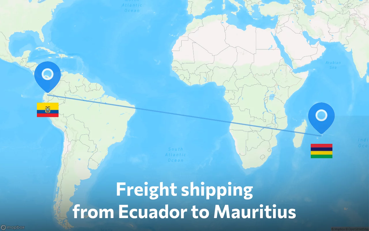 Shipping route from Ecuador to Mauritius