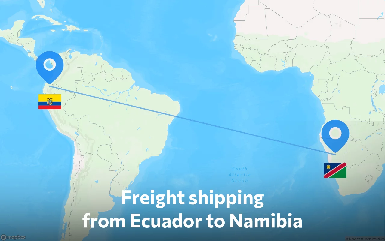 Shipping route from Ecuador to Namibia