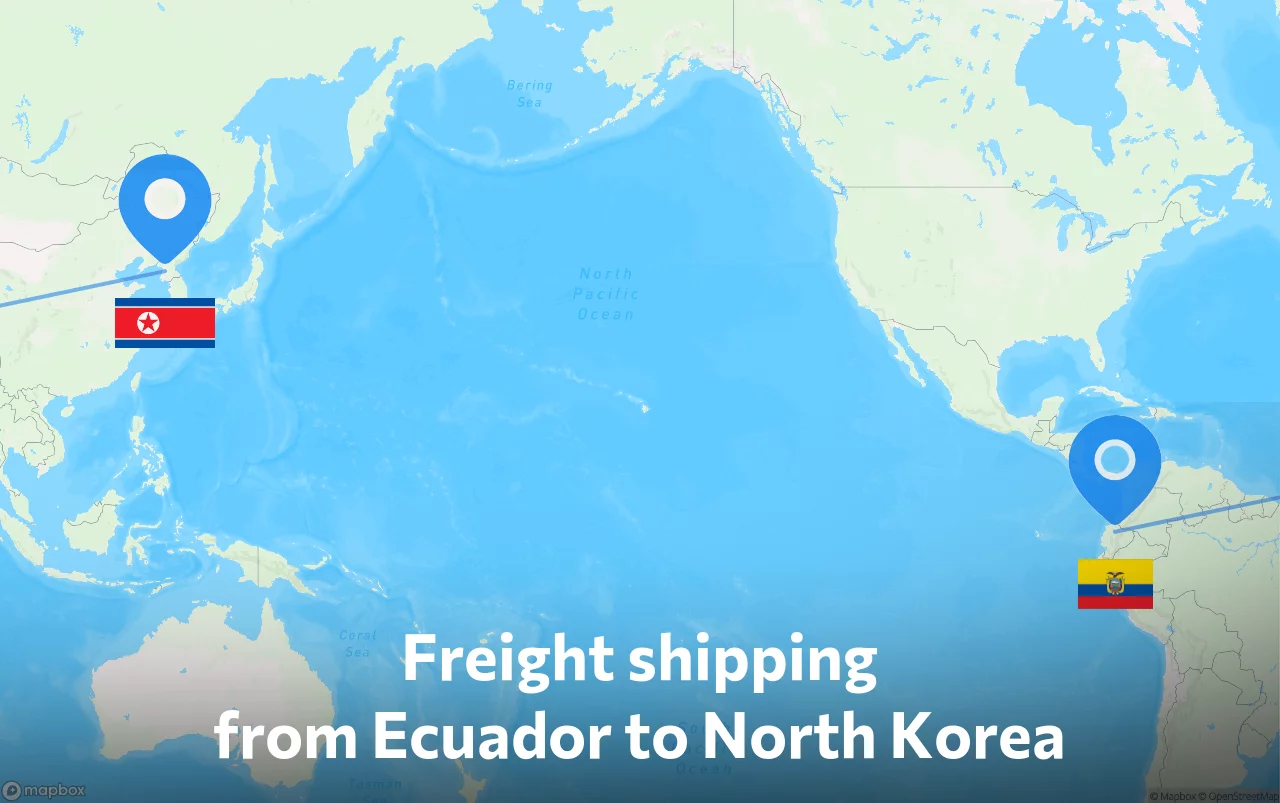 Shipping route from Ecuador to North Korea