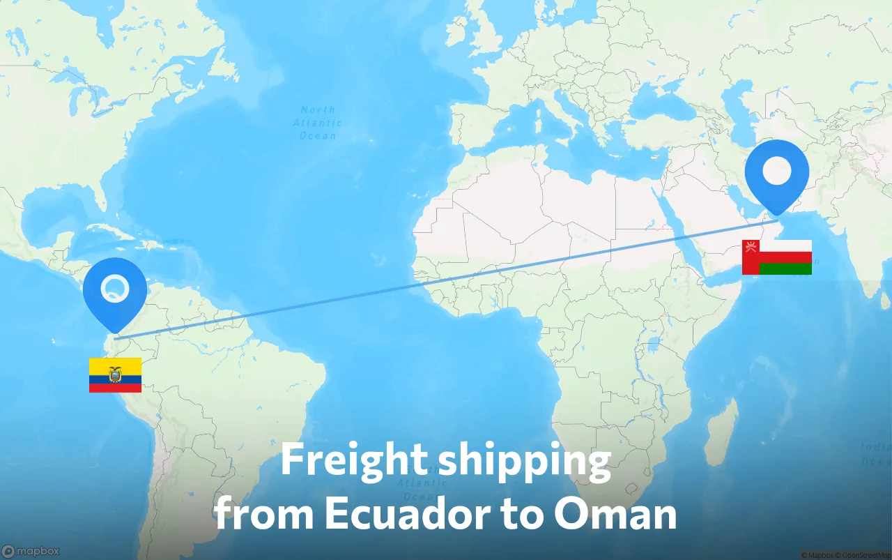 Shipping route from Ecuador to Oman