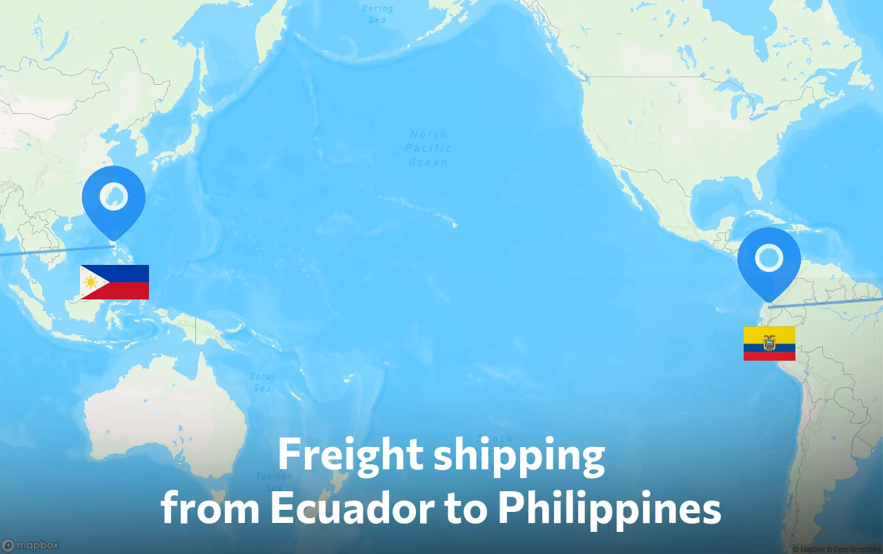 Shipping route from Ecuador to Philippines