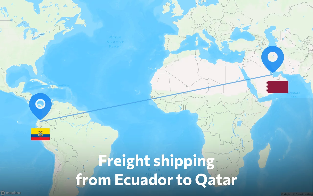 Shipping route from Ecuador to Qatar
