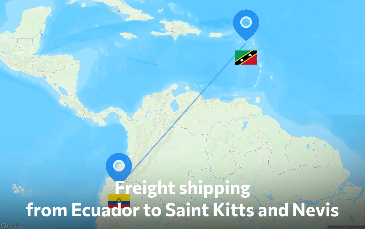 Shipping route from Ecuador to Saint Kitts and Nevis