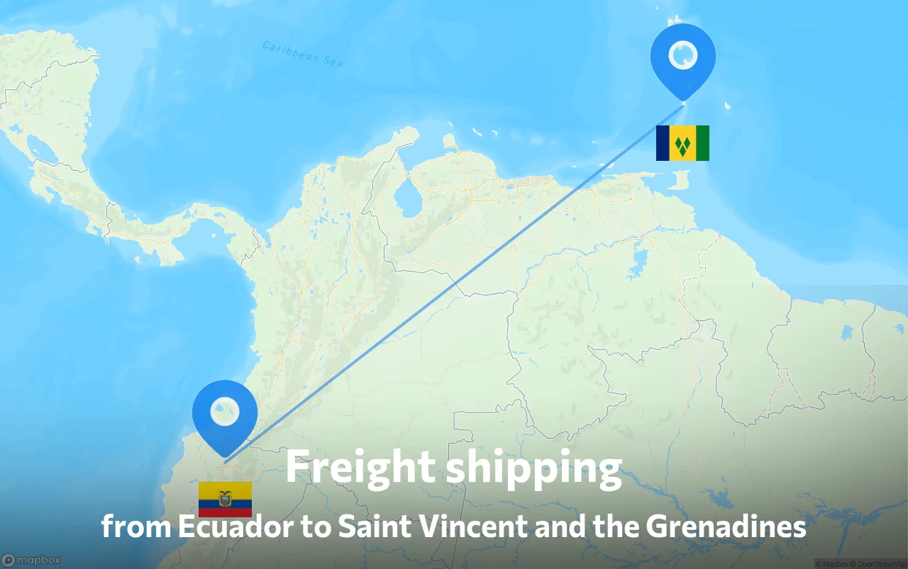 Shipping route from Ecuador to Saint Vincent and the Grenadines