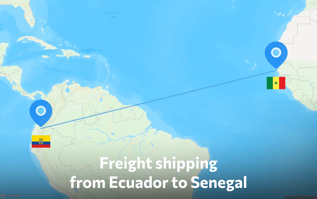 Shipping route from Ecuador to Senegal