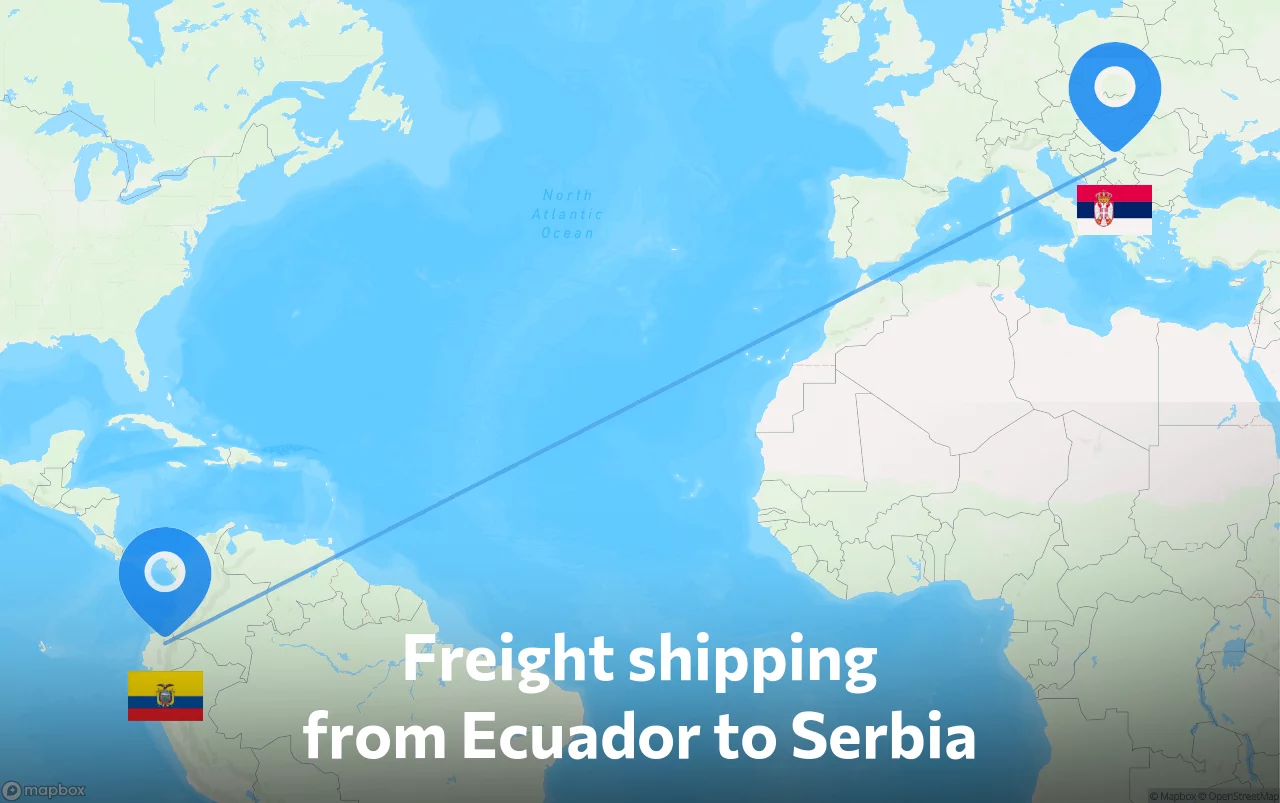 Shipping route from Ecuador to Serbia