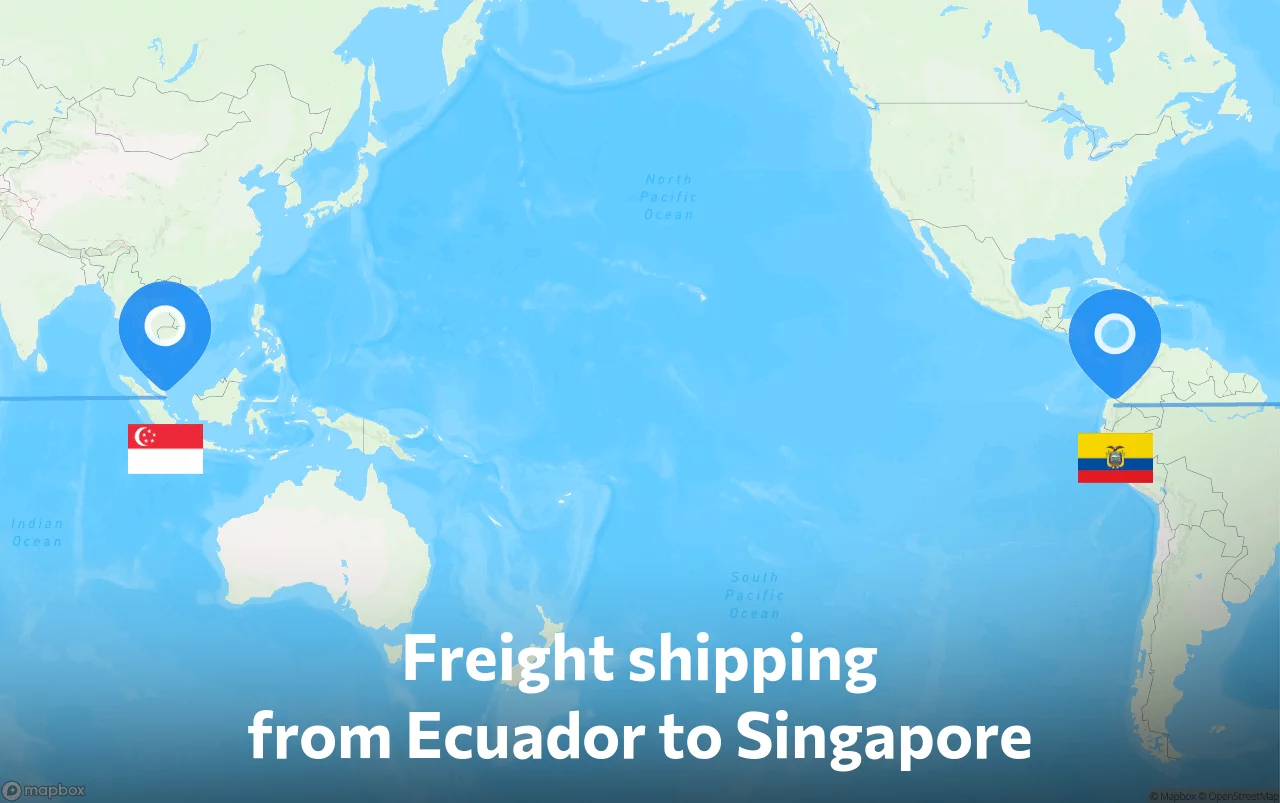 Shipping route from Ecuador to Singapore